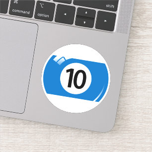 Sticker Billard/billard numéro dix (10) bleu blanc
