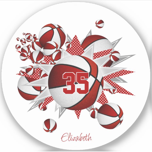 Sticker bille rouge étoiles filles jersey numéro (Devant)