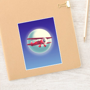 Sticker Biplan rouge vintage