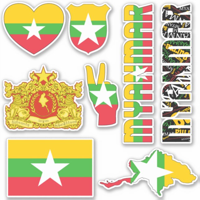 Sticker Birmanie Extraordinaire Forme les symboles nationa (Devant)