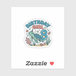 Sticker Birthday Girl Sea Turtle 8th Birthday Shirt Design