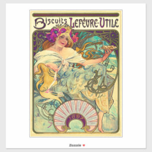 Sticker Biscuits Lefevre-Utile par Alphonse Mucha (1896)