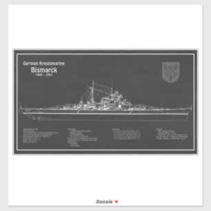 Sticker Bismarck - Plan directeur du navire de guerre PD