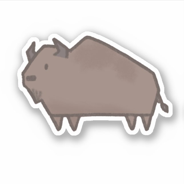 Sticker Bison géométrique mignon Buffalo américain (Devant)