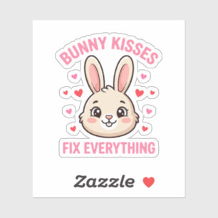 Sticker Bisous de Lapin Mignon Réparent Tout Amoureux de L
