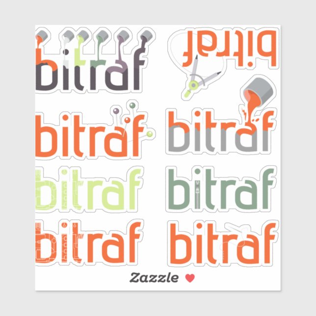Sticker Bitraf - klistremerker logovarianter (Feuille)