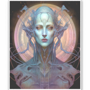 Sticker Bizarre surréaliste Alien Art femme