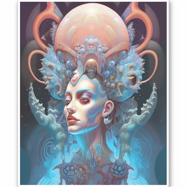 Sticker Bizarre surréaliste Alien Art femme (Devant)