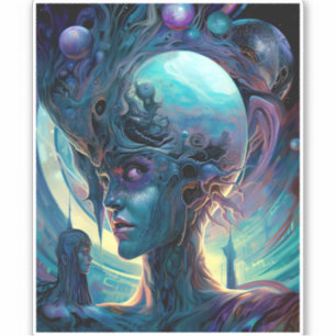 Sticker Bizarre surréaliste Alien Art femme
