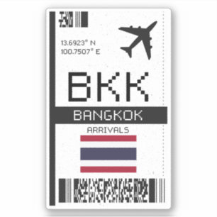 Sticker BKK Bangkok Boarding Pass - Thaïlande Travel