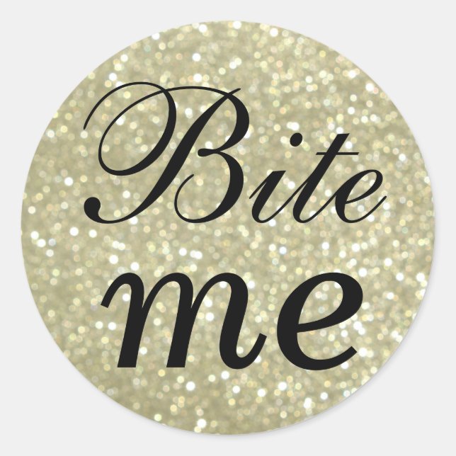 Sticker Black and Glittery Gold Bite Me (Devant)