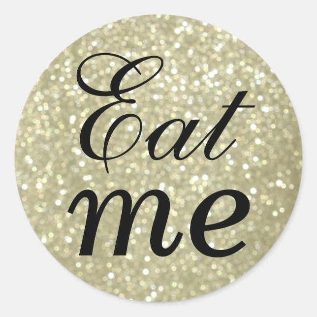 Sticker Black and Glittery Gold Mange Me (Devant)