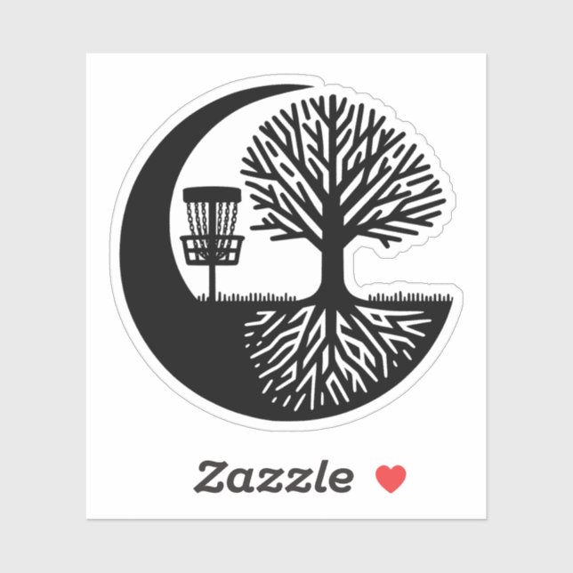 Sticker Black and White Disc Golf Silhouette  (Feuille)