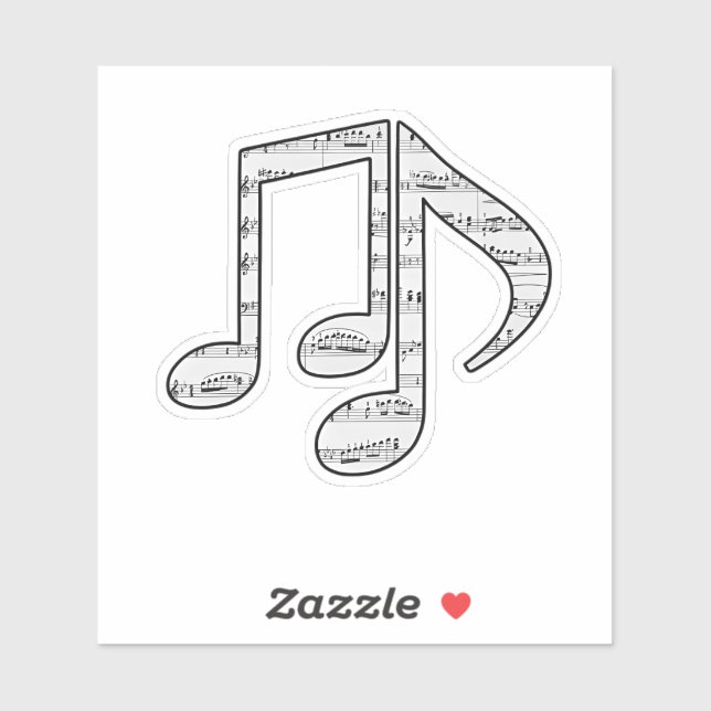Sticker Black and White Music Notes (Feuille)