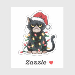 Sticker Black Cat Christmas Edition