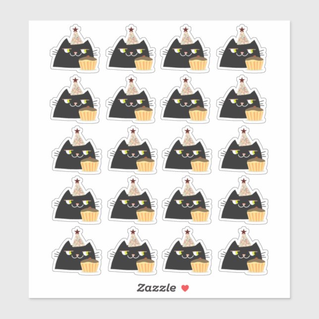 Sticker Black Cat Party (Feuille)