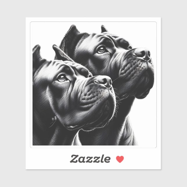 Sticker Black Dogs Posing in Artistic Close-Up Portrait (Feuille)