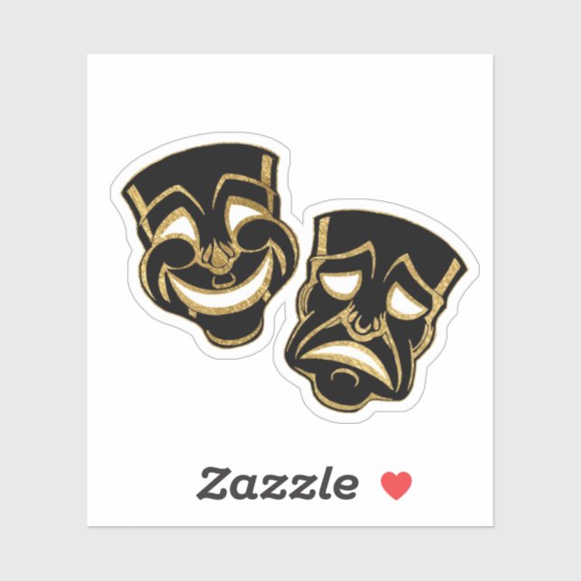 Sticker Black Gold Foil Comédie et théâtre de tragédie (Feuille)