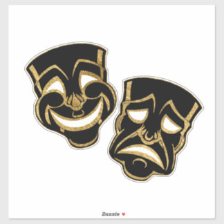 Sticker Black Gold Foil Comédie Et Tragédie Théâtre
