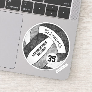 Sticker black grey girls volleyball w nom de l'équipe scol