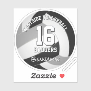 Sticker black grey volleyball équipe couleurs enfants nom 