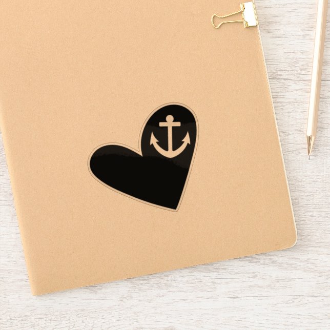 Sticker Black Heart Anchor Transparent (Carnet)