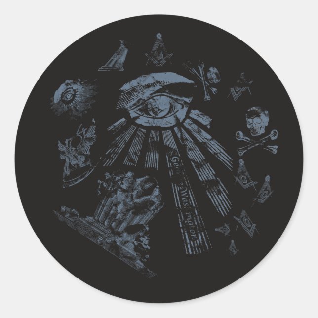 Sticker Black Masonic Fantasy Blue (Front)