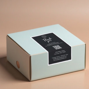 Sticker Black Minimal Logo d'entreprise Merci boîte Étique