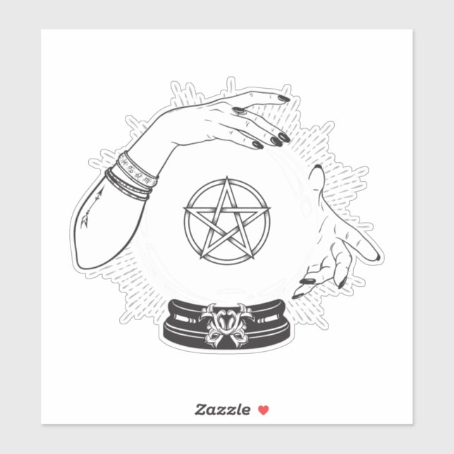 Sticker Black Mystic Fortune Teller Mystical Crystal Party (Feuille)