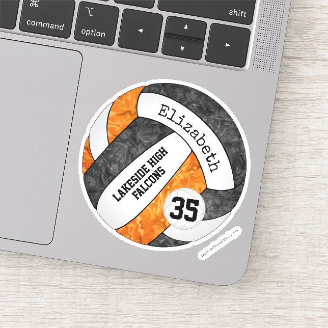 Sticker black orange filles volleyball avec nom de la masc (Détail)