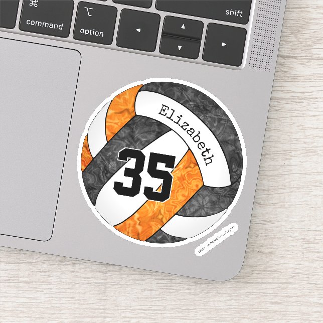 Sticker black orange filles volleyball w nom du joueur (Détail)