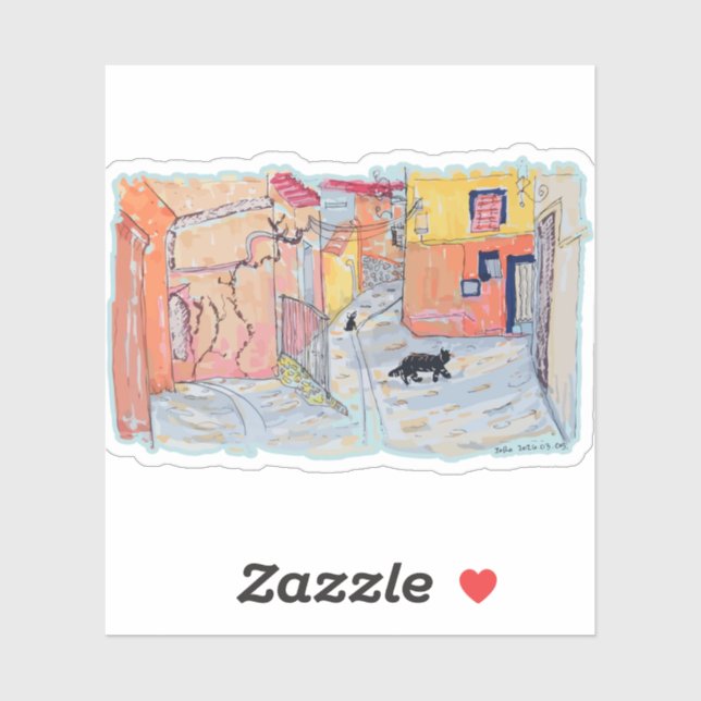 Sticker Black Paws in Sun-Drenched Alley (Feuille)