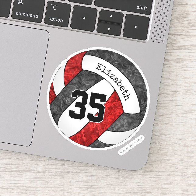 Sticker black red girls volleball w nom du joueur (Détail)
