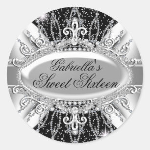 Sticker Black & Silver Diamond Sweet 16