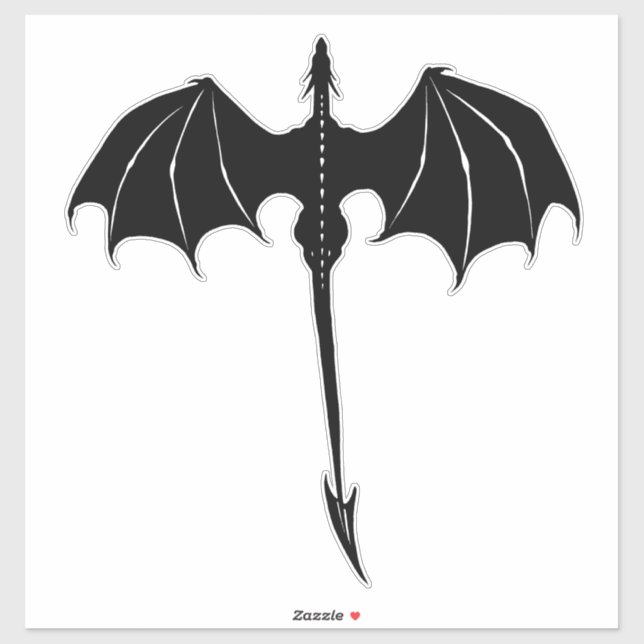 Sticker Black Tribal Flight Dragon Imaginaire blanc (Feuille)