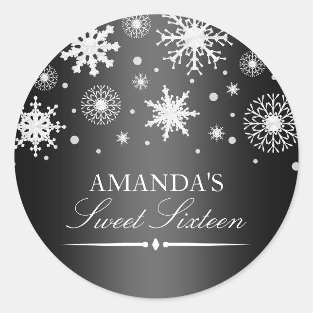 Sticker Black & White Winter Wonderland Sweet 16 (Devant)