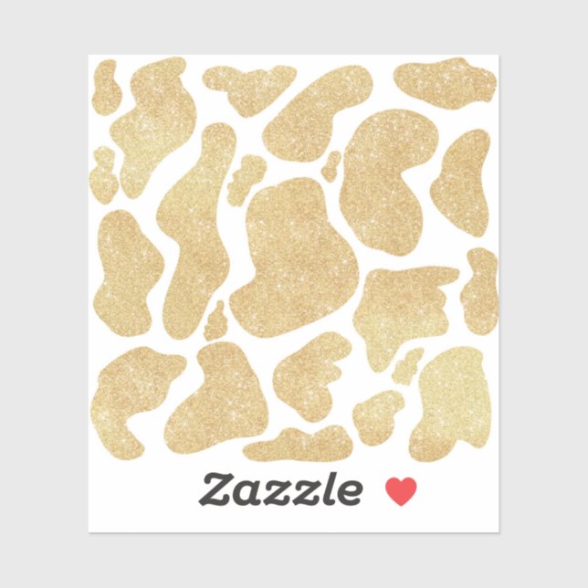 Sticker Blanc Or simple Grandes Portes de vache Motif anim (Feuille)