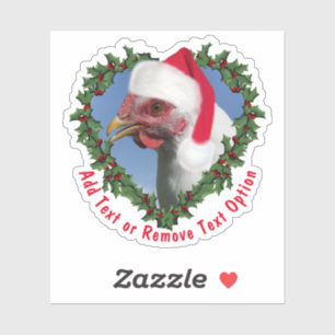 Sticker Blanc Plymouth Rock Poulet Wreath Noël