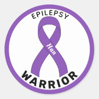 Sticker blanc rond Epilepsy Warriet Ribbon