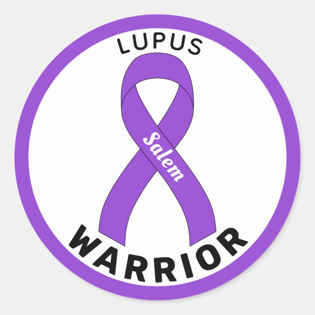 Sticker blanc rond Lupus Warrior (Devant)