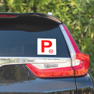 Sticker blanc/rouge P Plate 90