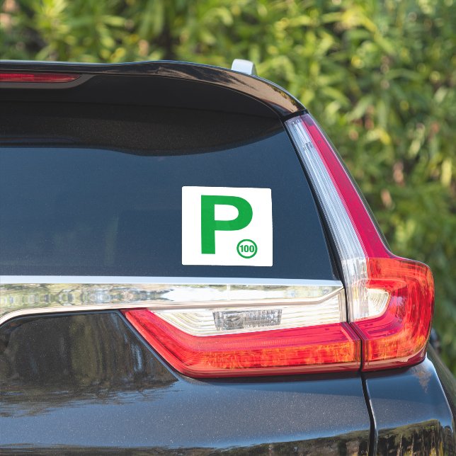 Sticker blanc/vert Plate P 100 (Côté voiture)