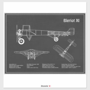 Sticker Bleriot XI - Plans de dessin du plan directeur de 