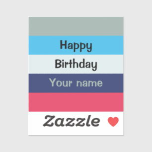 Sticker Bleu Et Bourgogne Joyeux Anniversaire