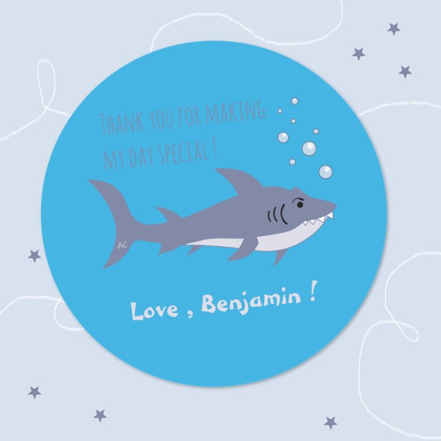 Sticker bleu Faveur de l'océan requin (Créateur téléchargé)