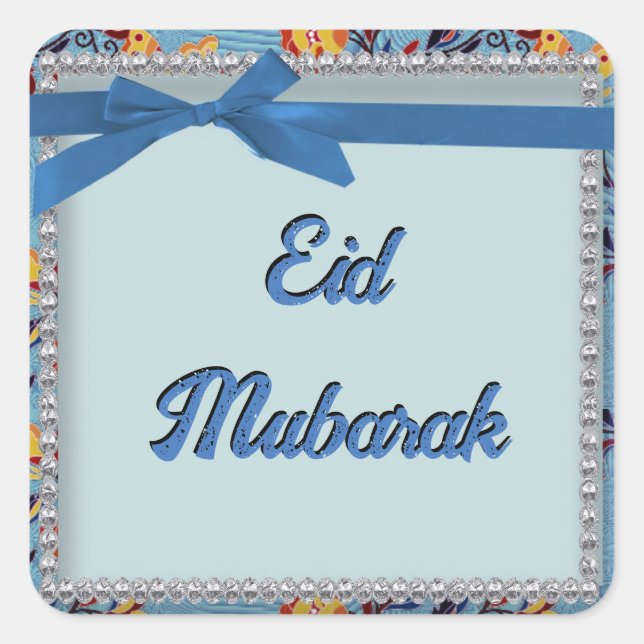 Sticker bleu floral style Stick Aïd Moubarak (Devant)