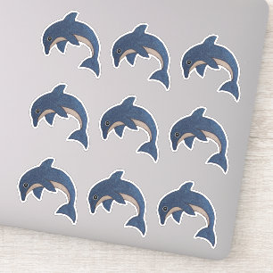 Sticker Bleu foncé Blanc Saupoudrage Dolphins Faux Parties