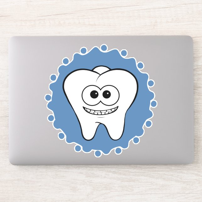 Sticker Bleu joyeux dent (Ordinateur)