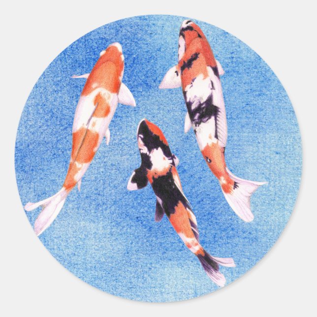 Sticker bleu Koi flottant (Devant)