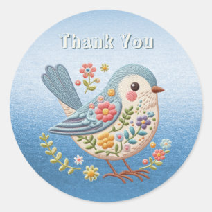 Sticker bleu Little Bird Floral